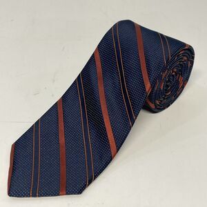 Barbara Blank Silk Tie Blue And Copper Stripe USA‎